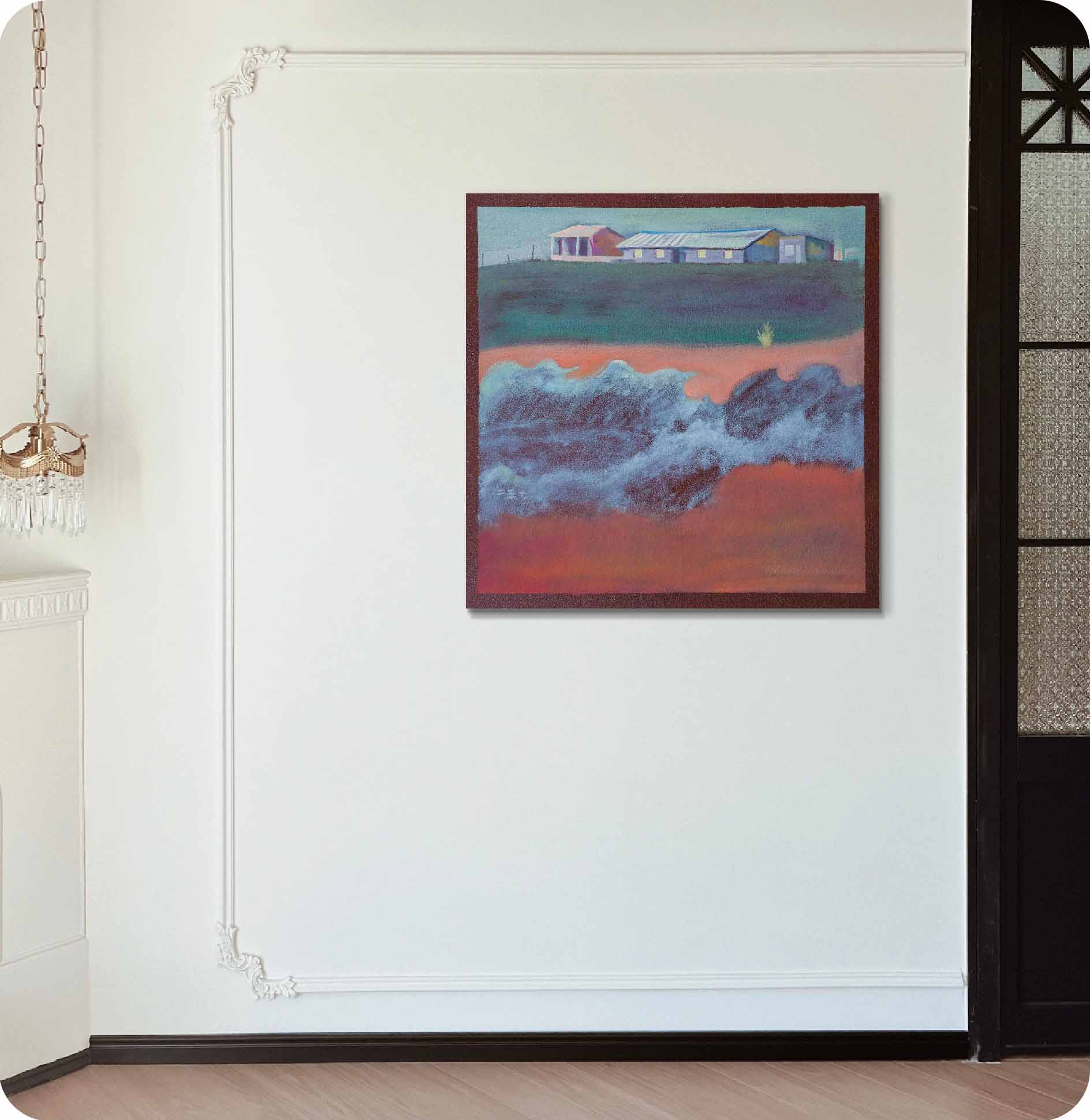 Oil painting landscape in wall