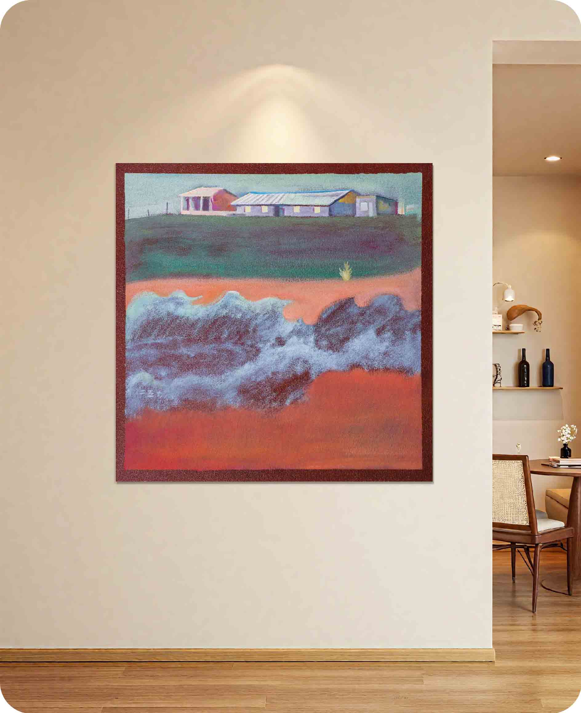 Oil painting landscape in room