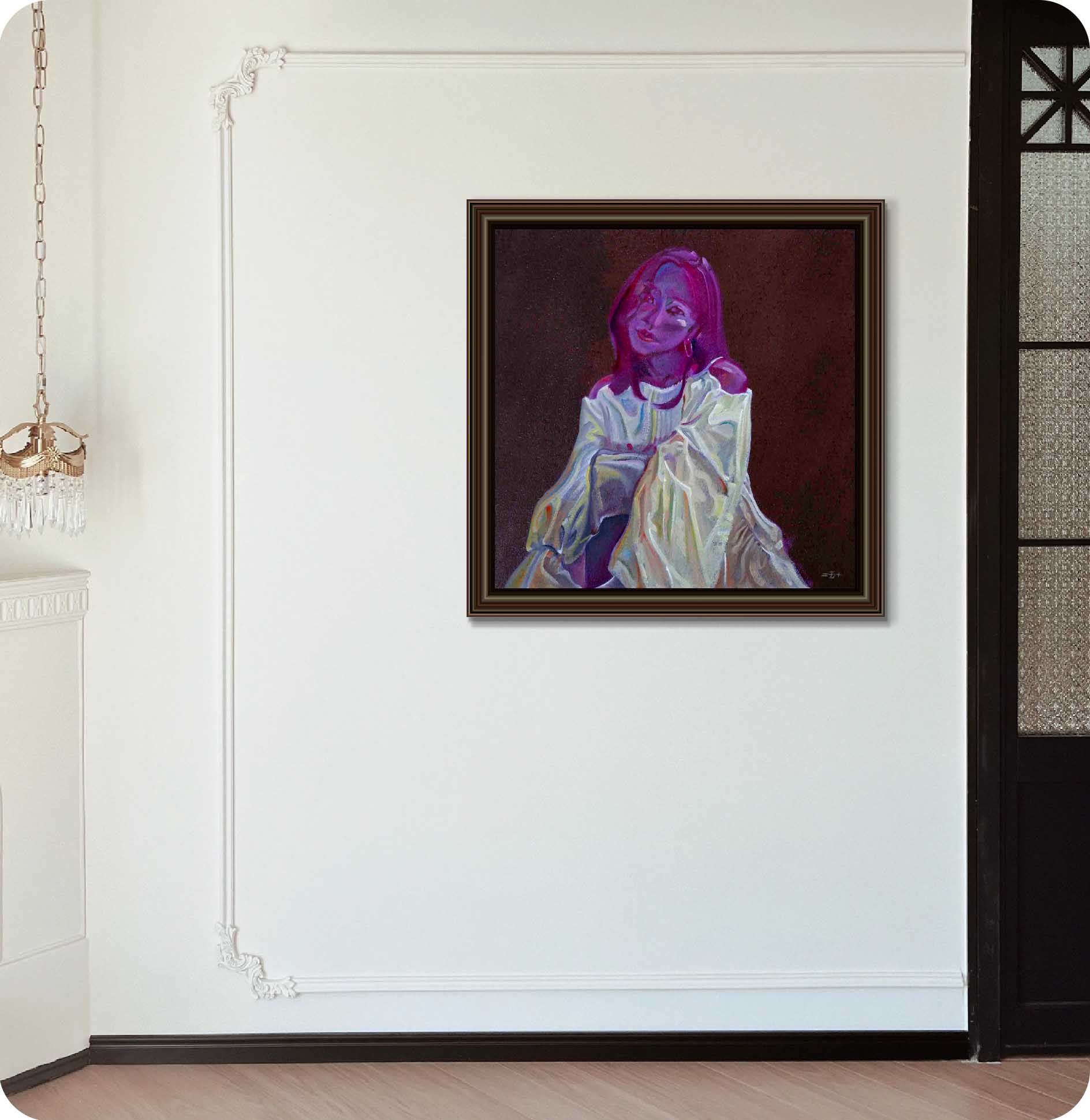 Purple figure Painting in wall