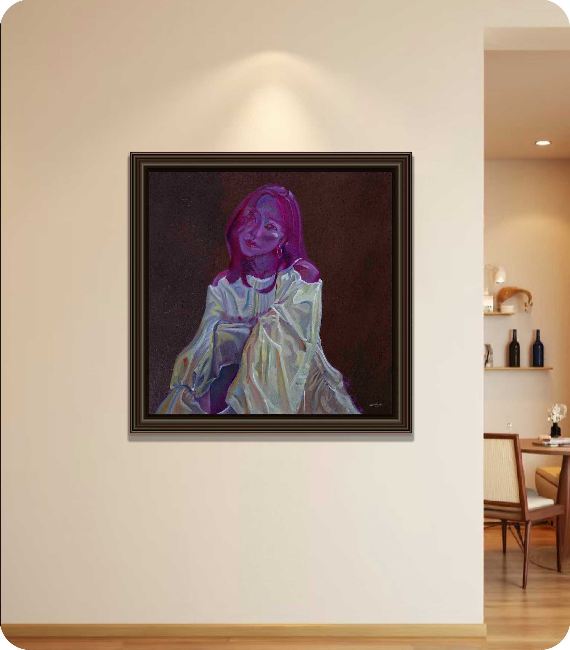 Purple figure Acrylic painting in room