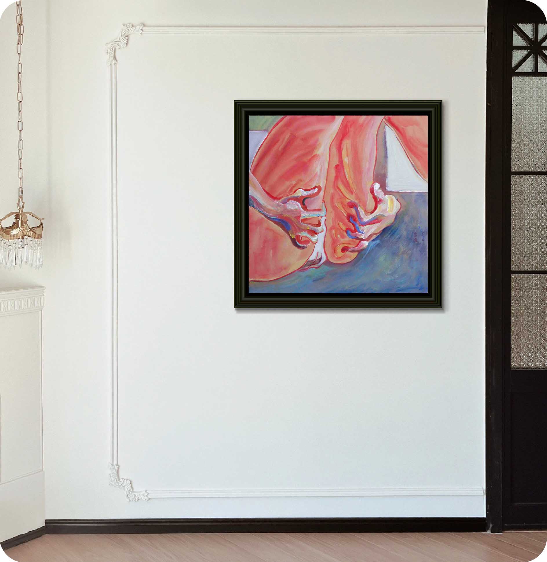 tactile narrative acrylic painting in wall