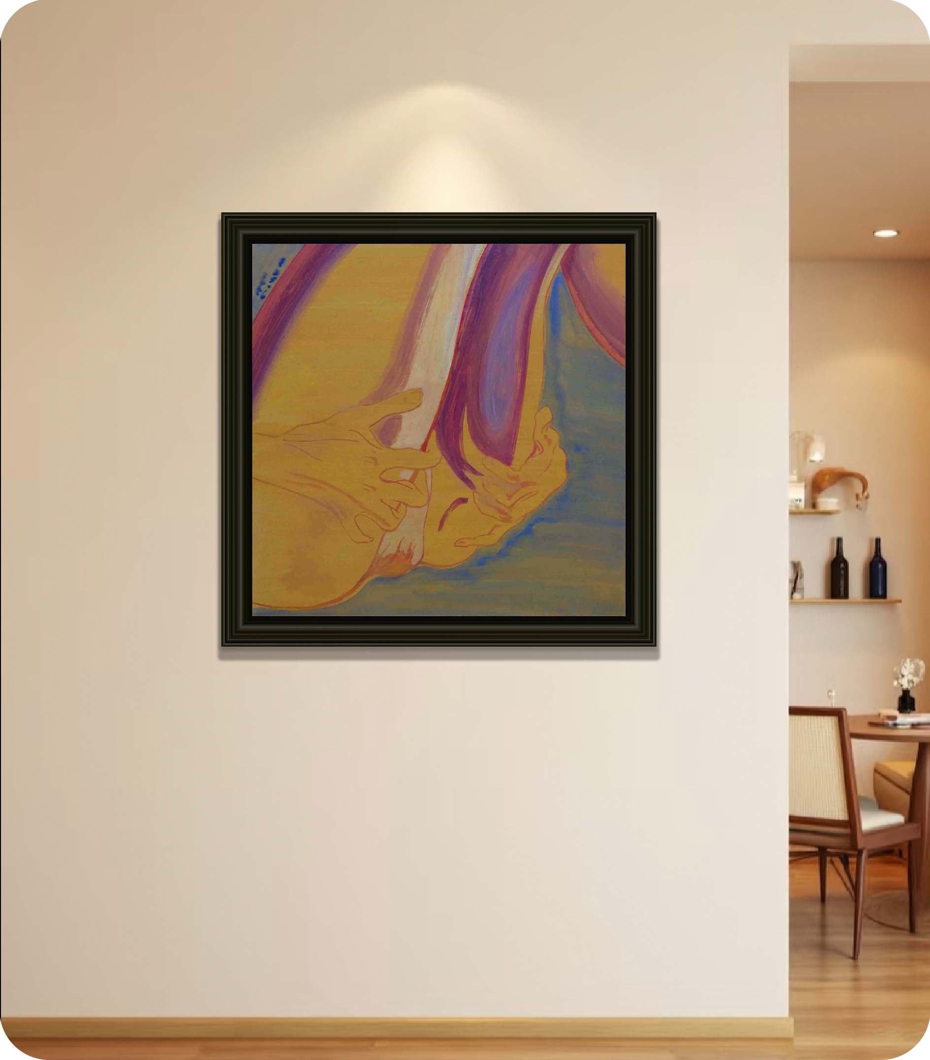 tactile narrative acrylic painting in wall