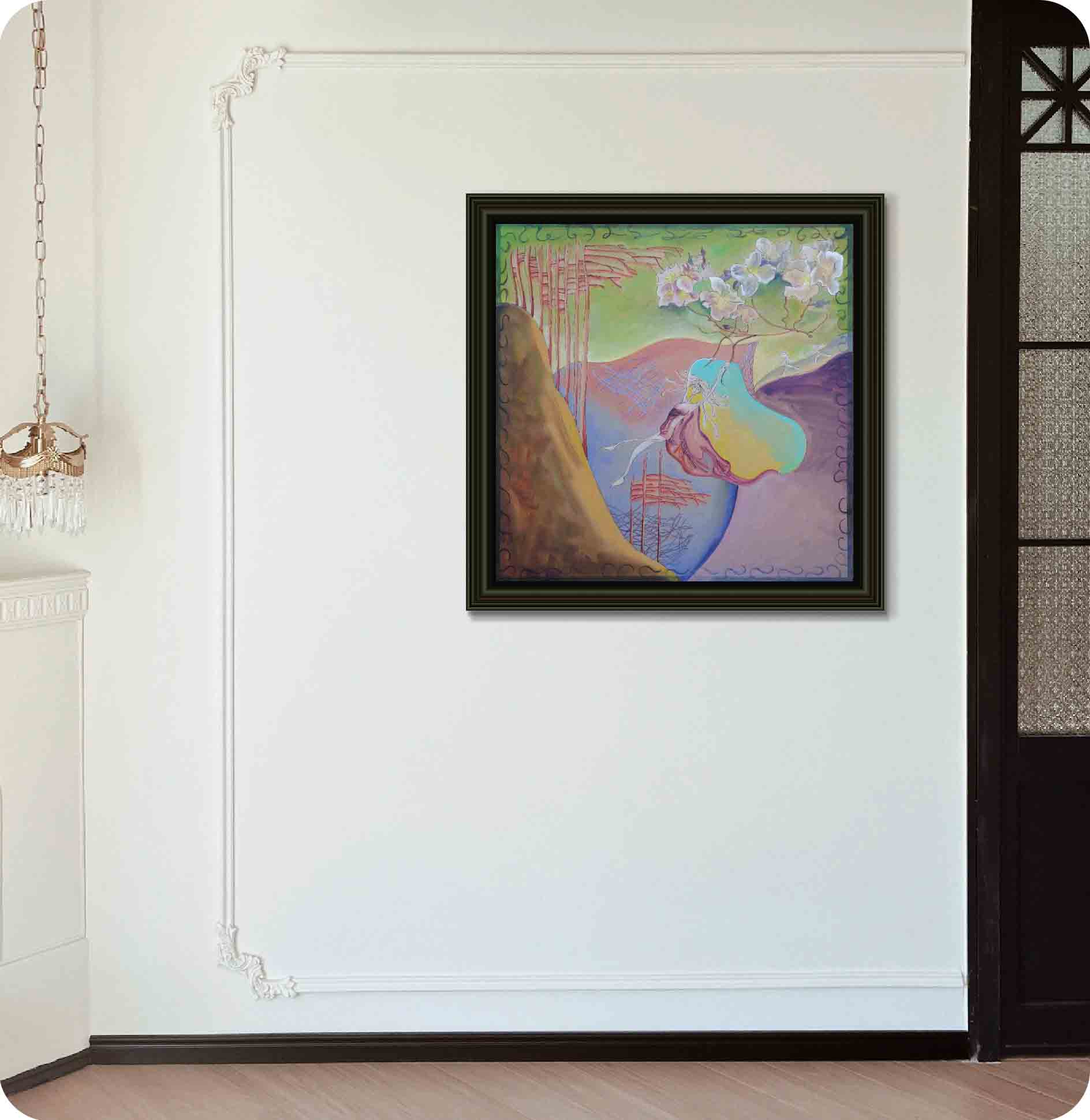 Simple figure acrylic painting in wall