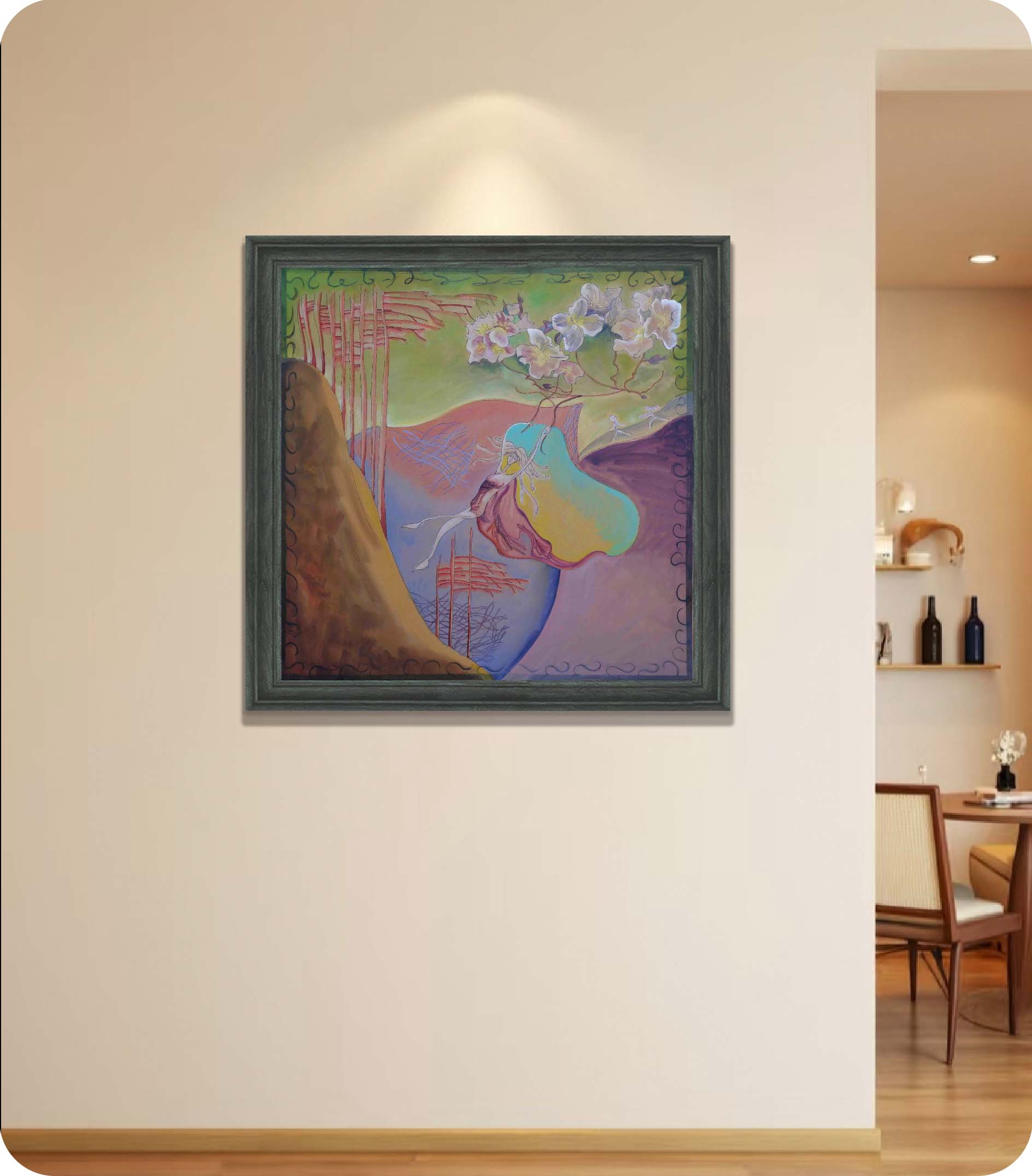 Simple figure acrylic painting in room