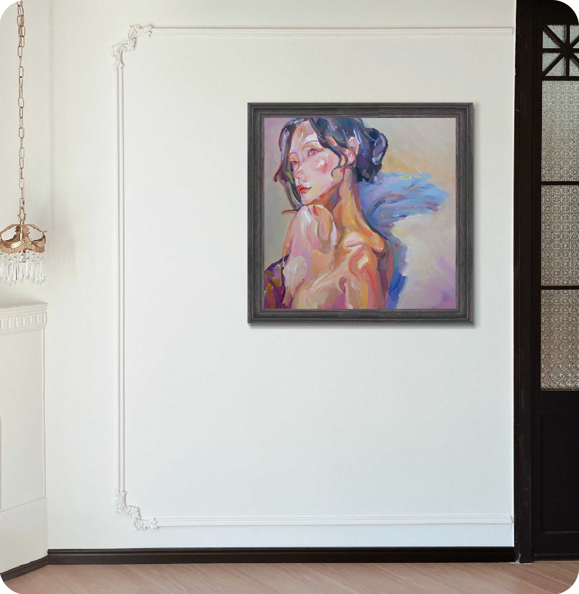 a half-length female figure in wall