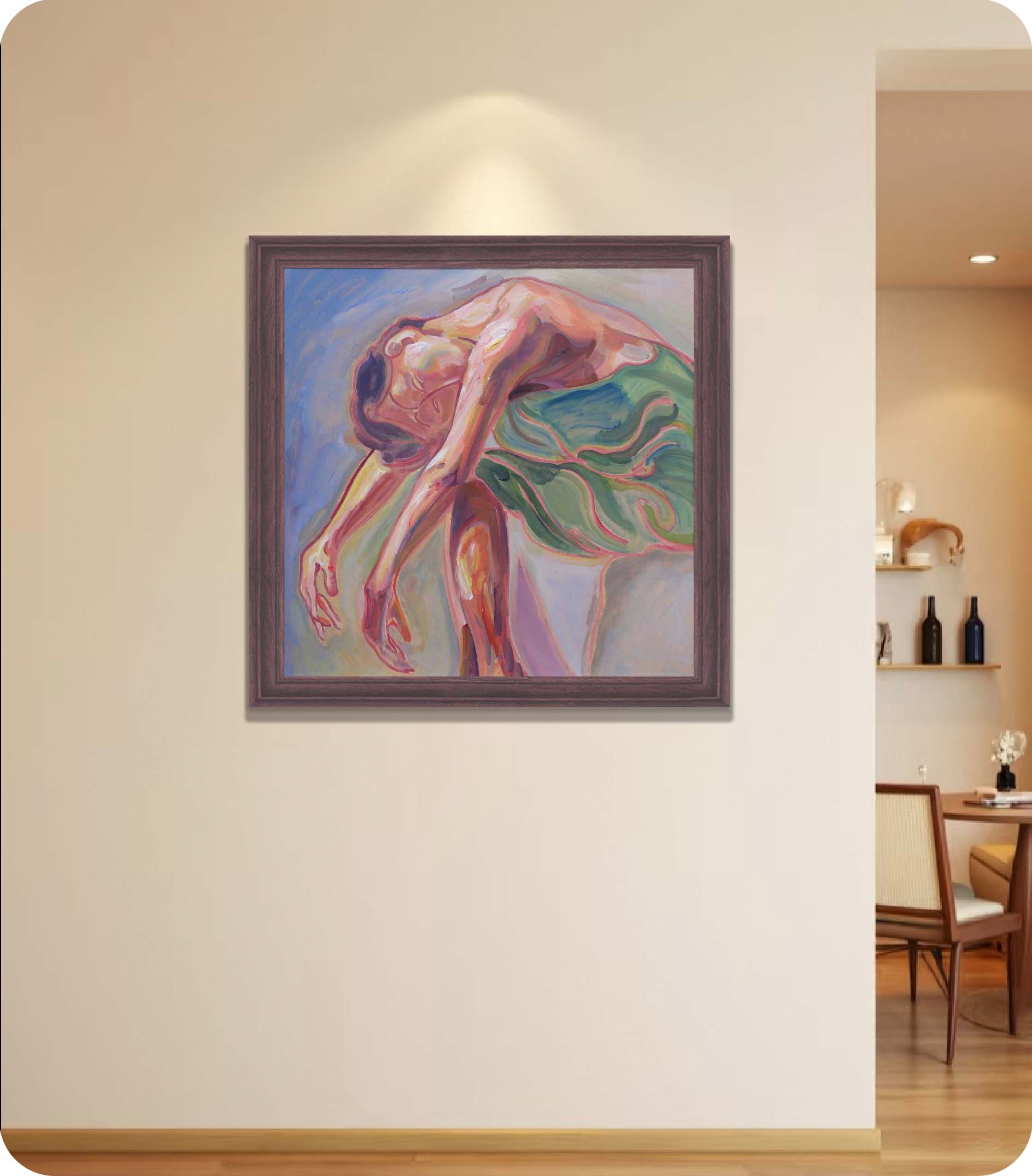 body oil painting in room