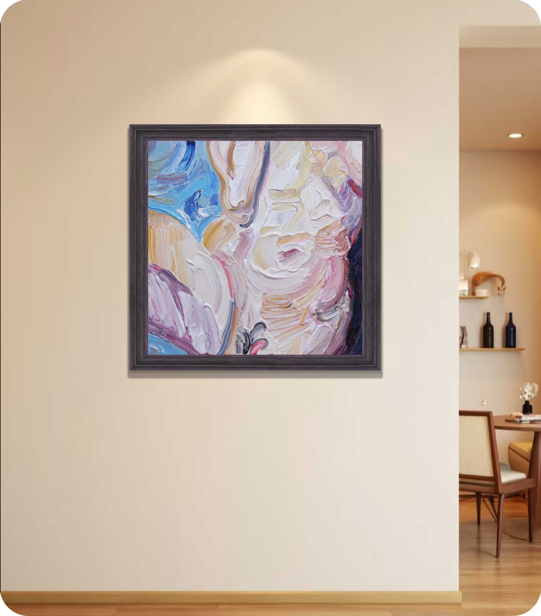 Relief oil paintings in room