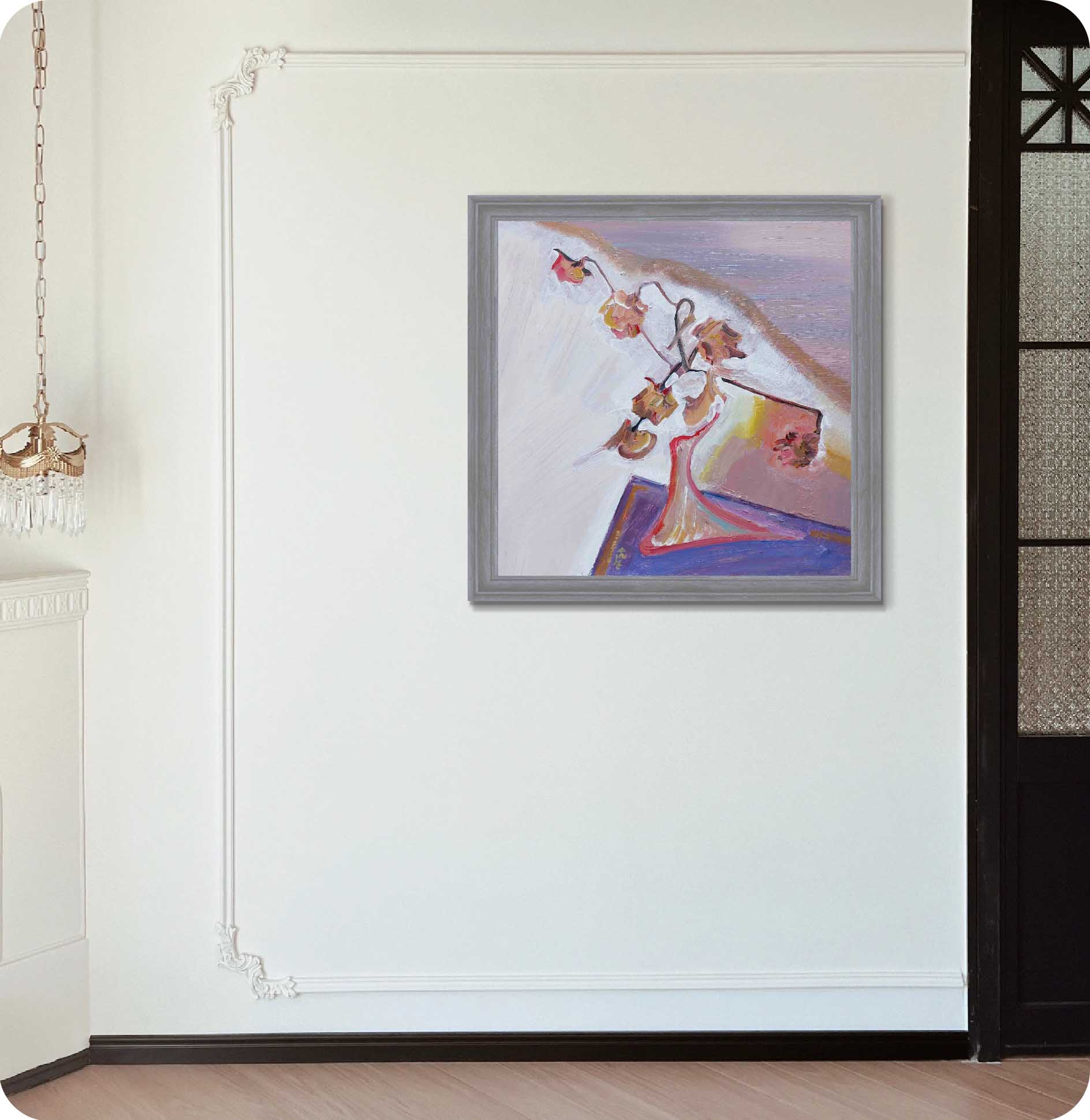 Still life flower acrylic painting in wall