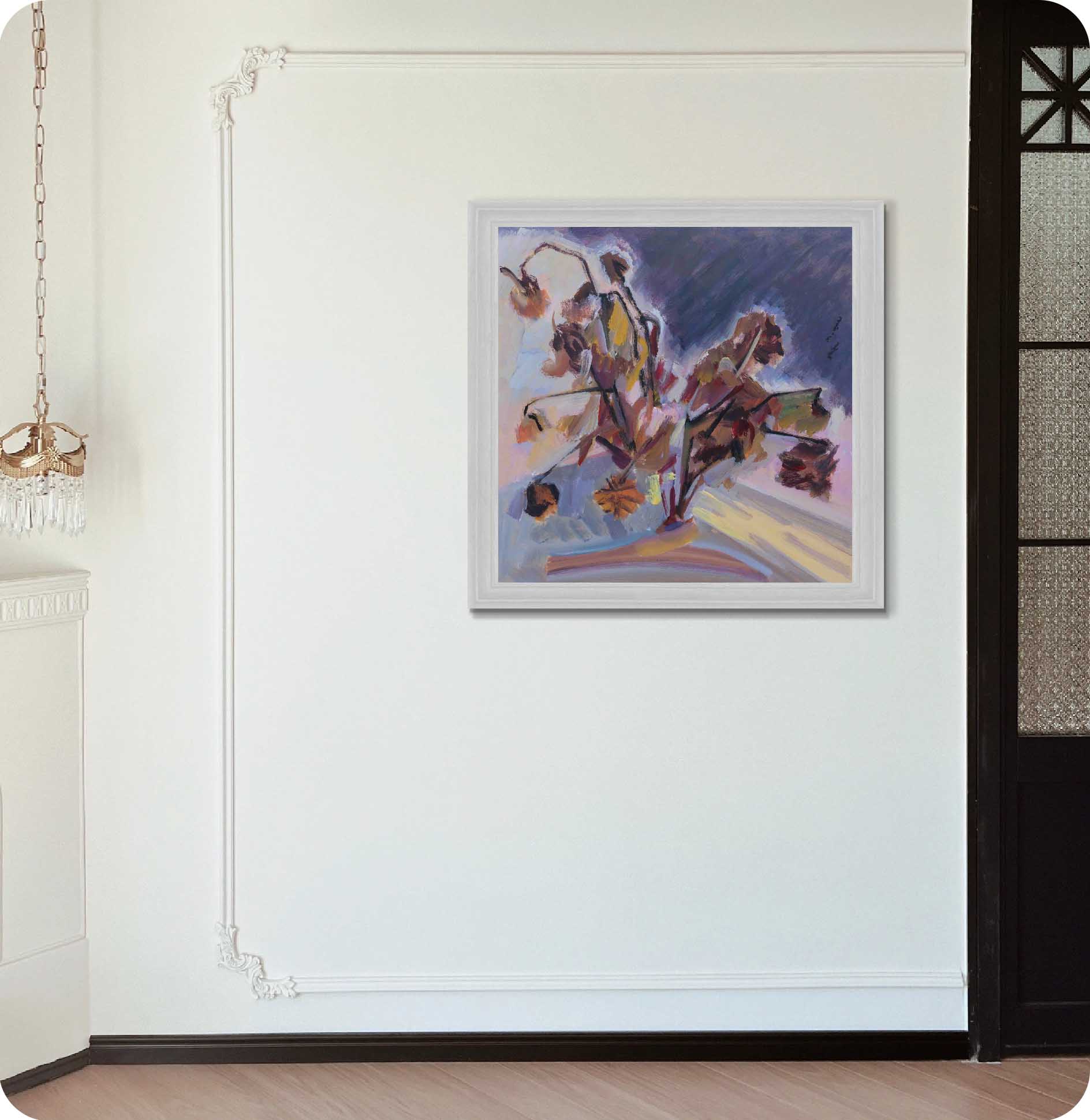 Withered flowers acrylic painting in wall