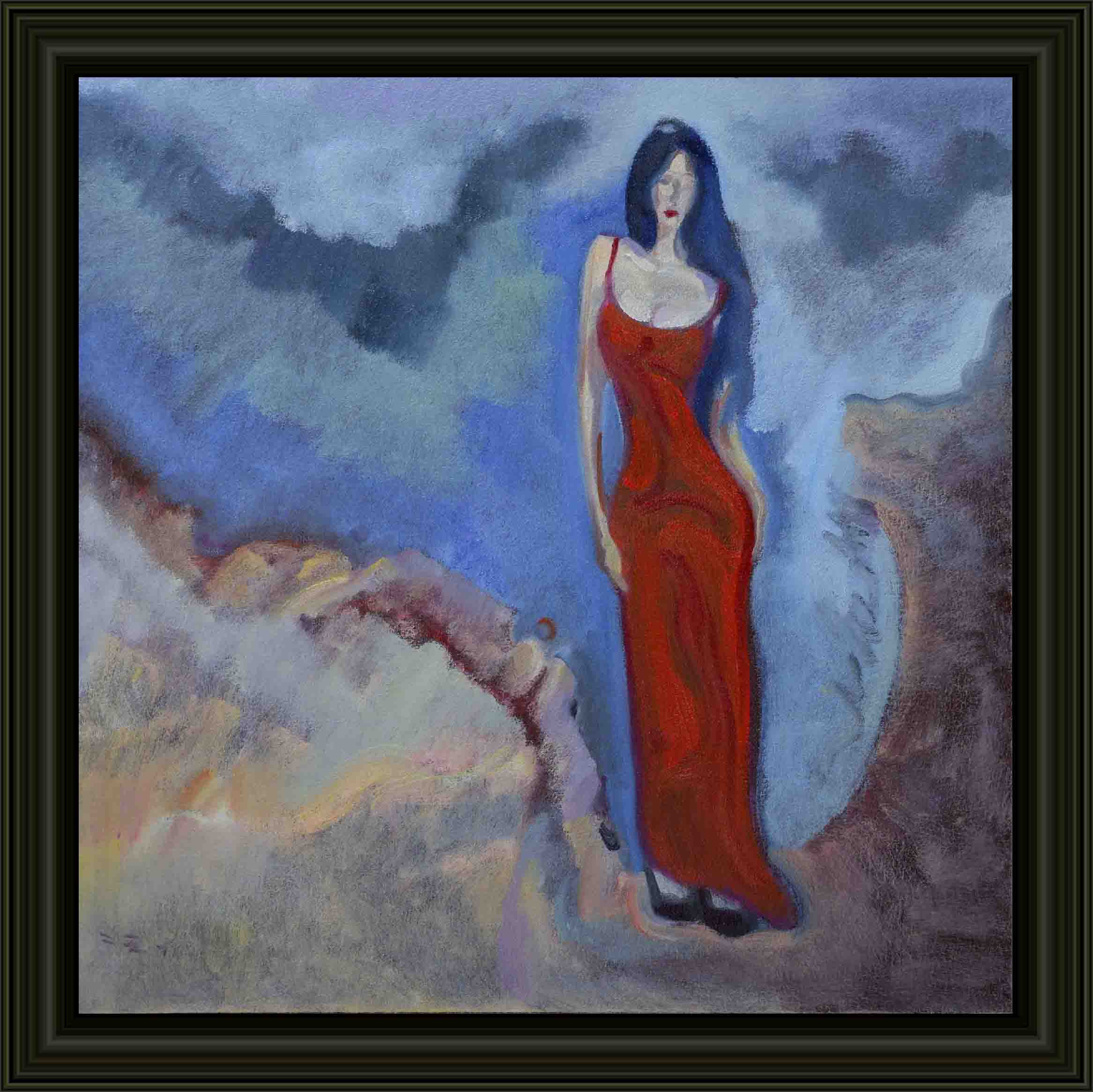 blue hues beach figure painting