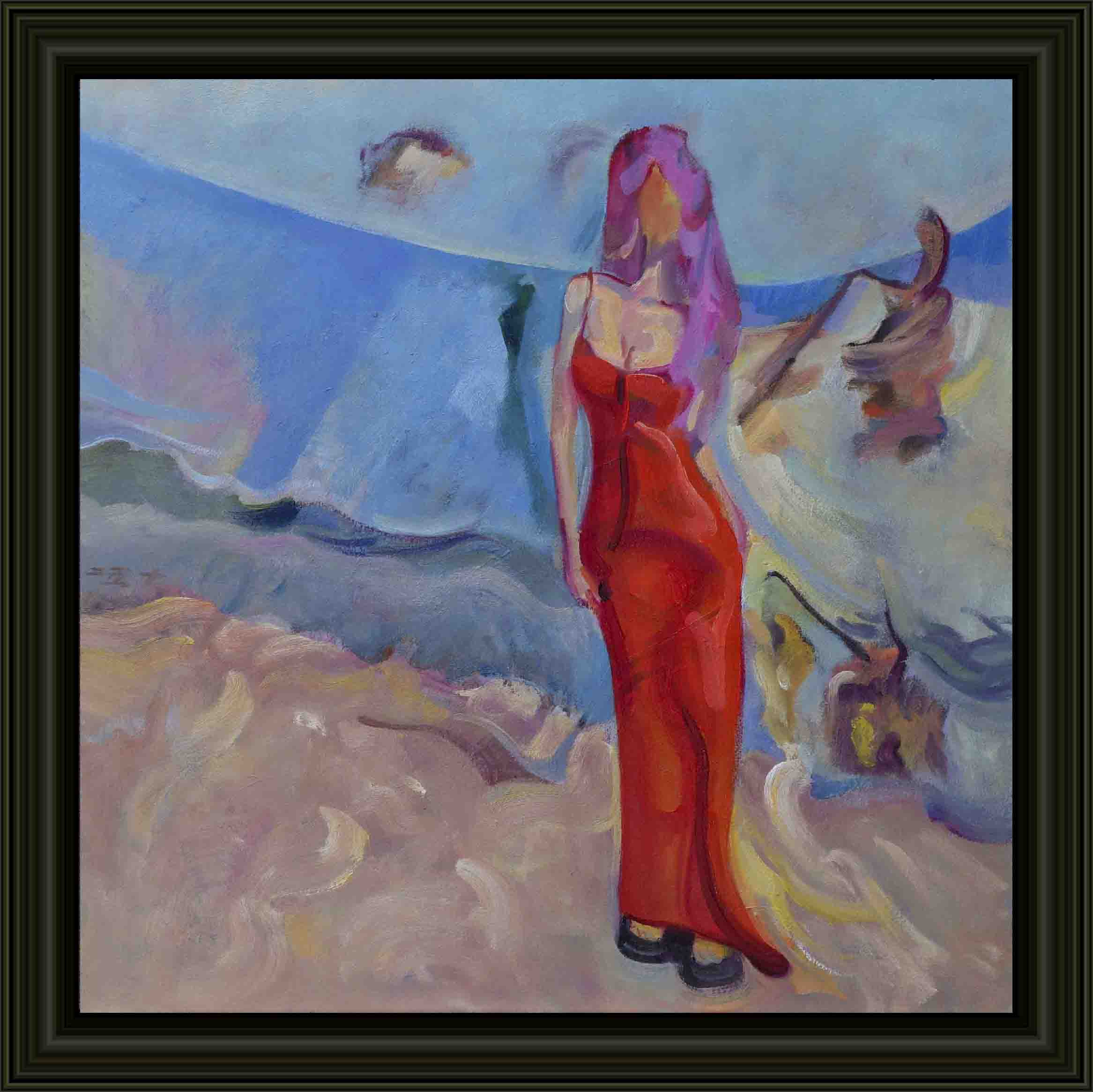 beach flower figure painting