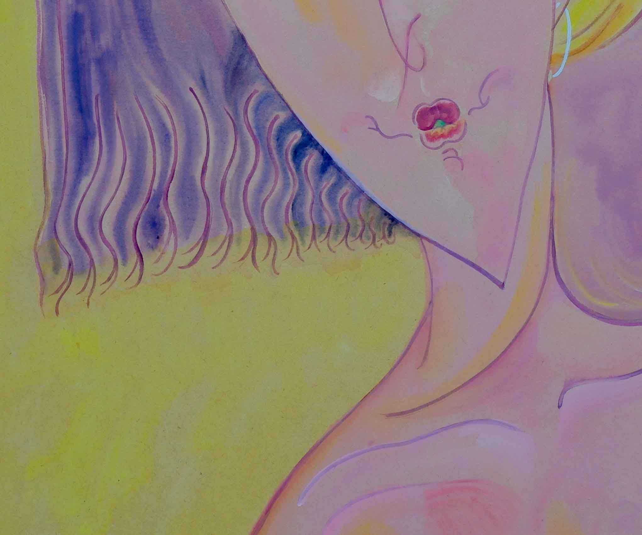 Purple abstract portrait acrylic painting