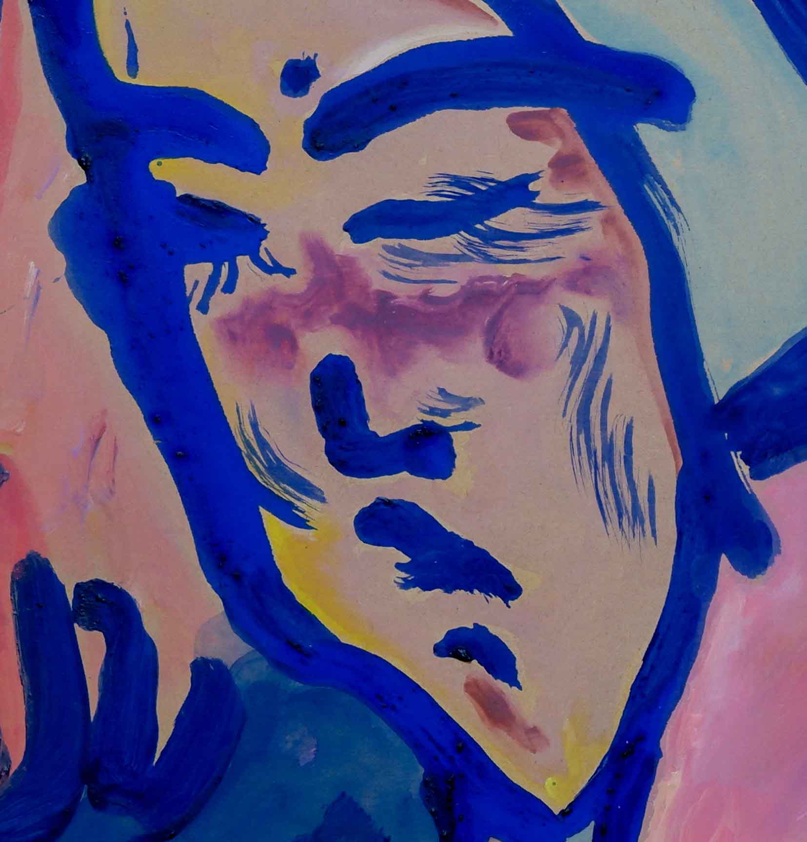 Line portrait acrylic painting