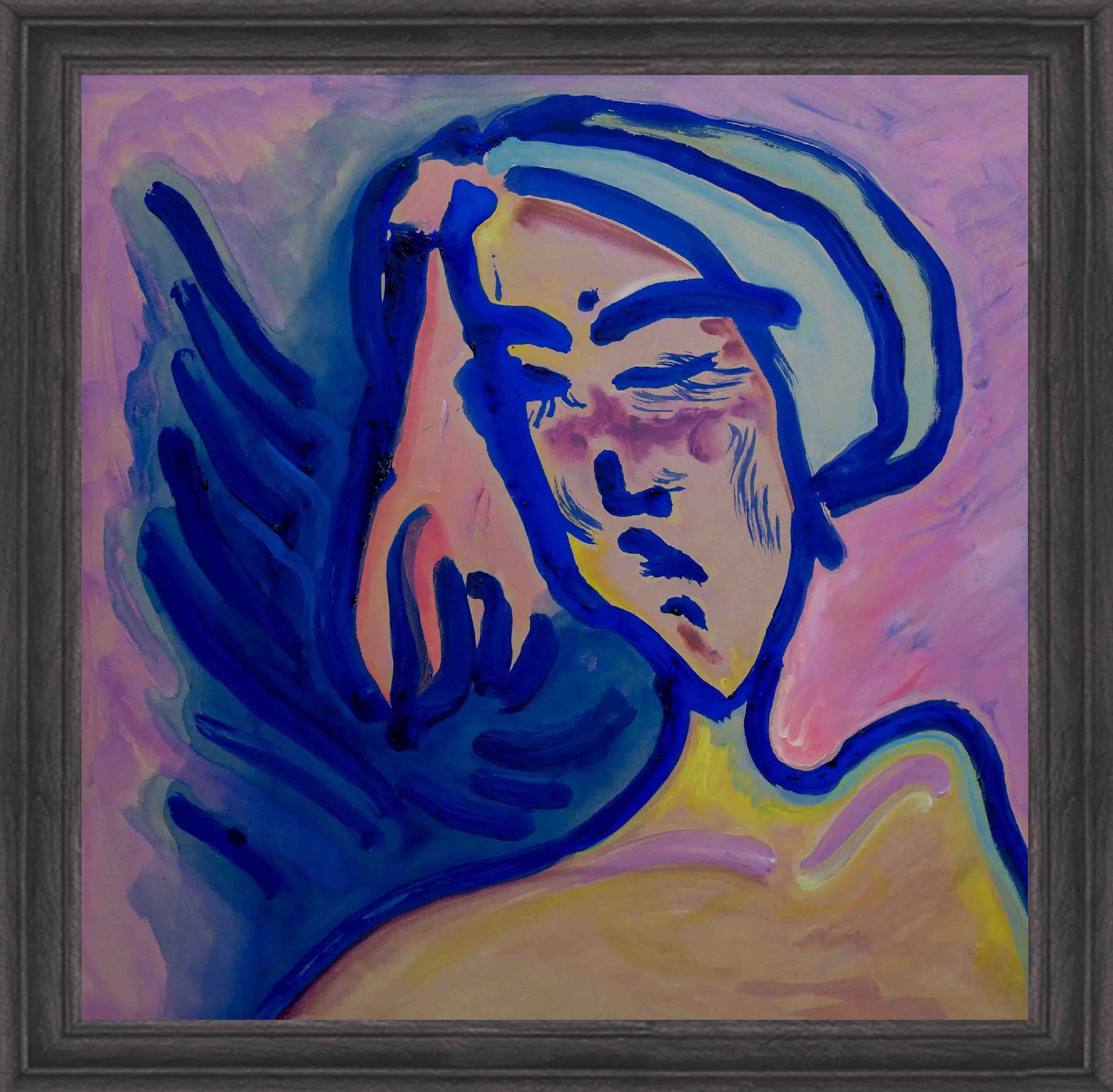 Line portrait acrylic painting