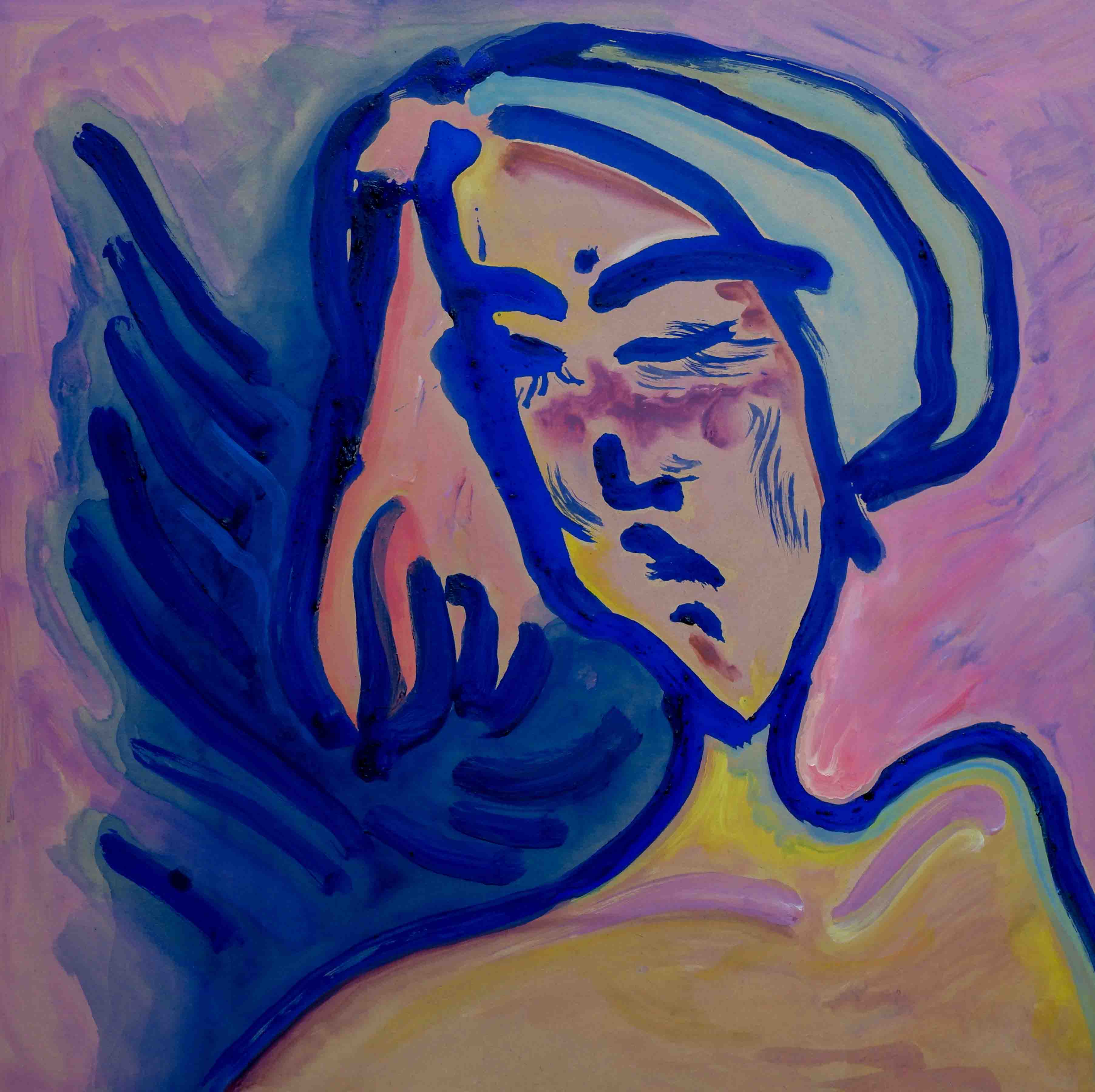 Line portrait acrylic painting