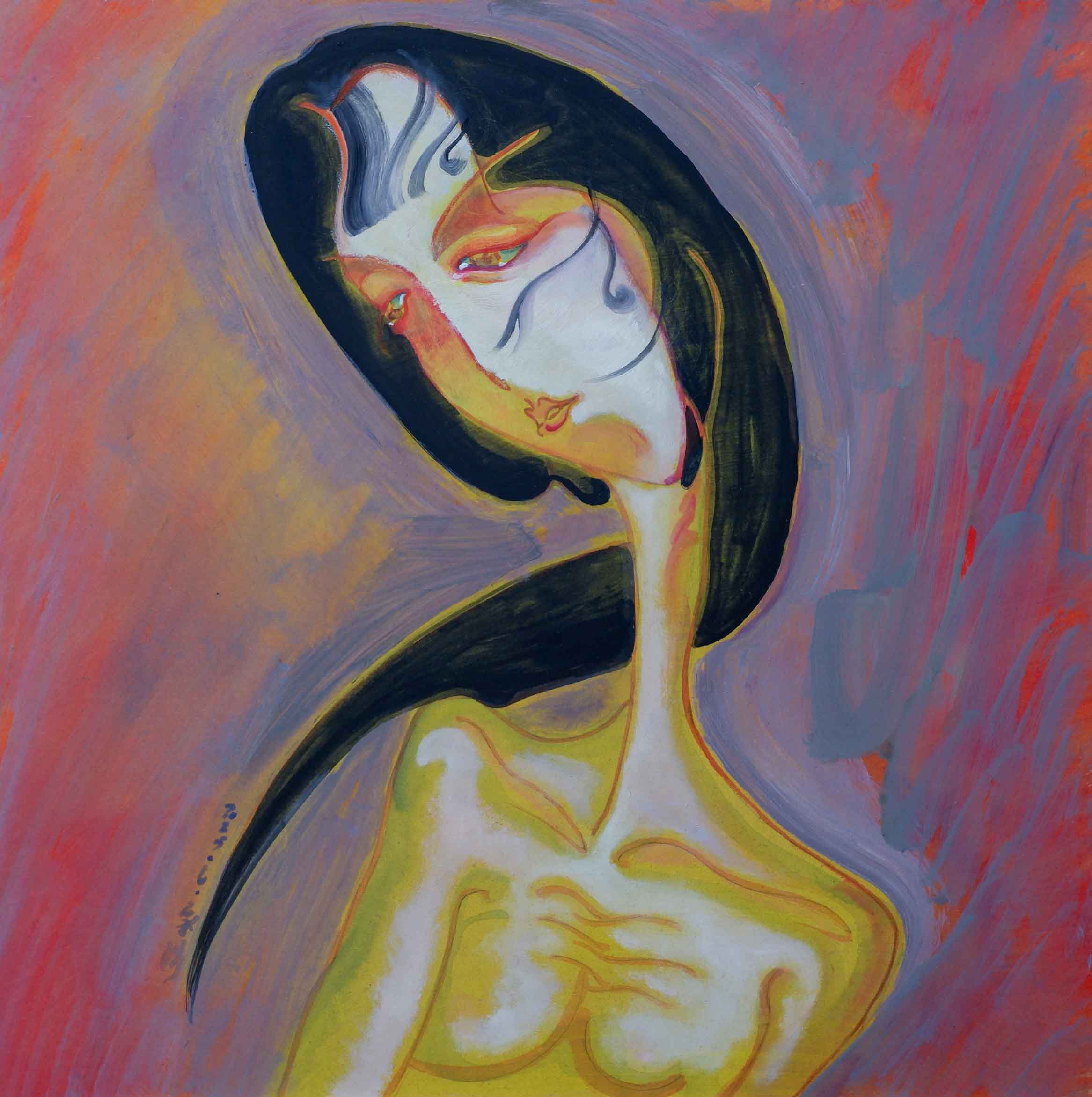 Dramatic female oil painting