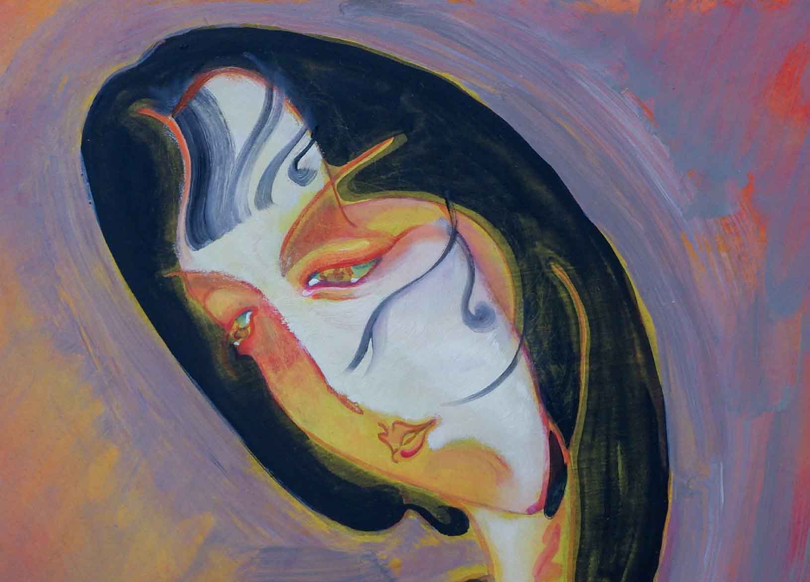 Dramatic female oil painting