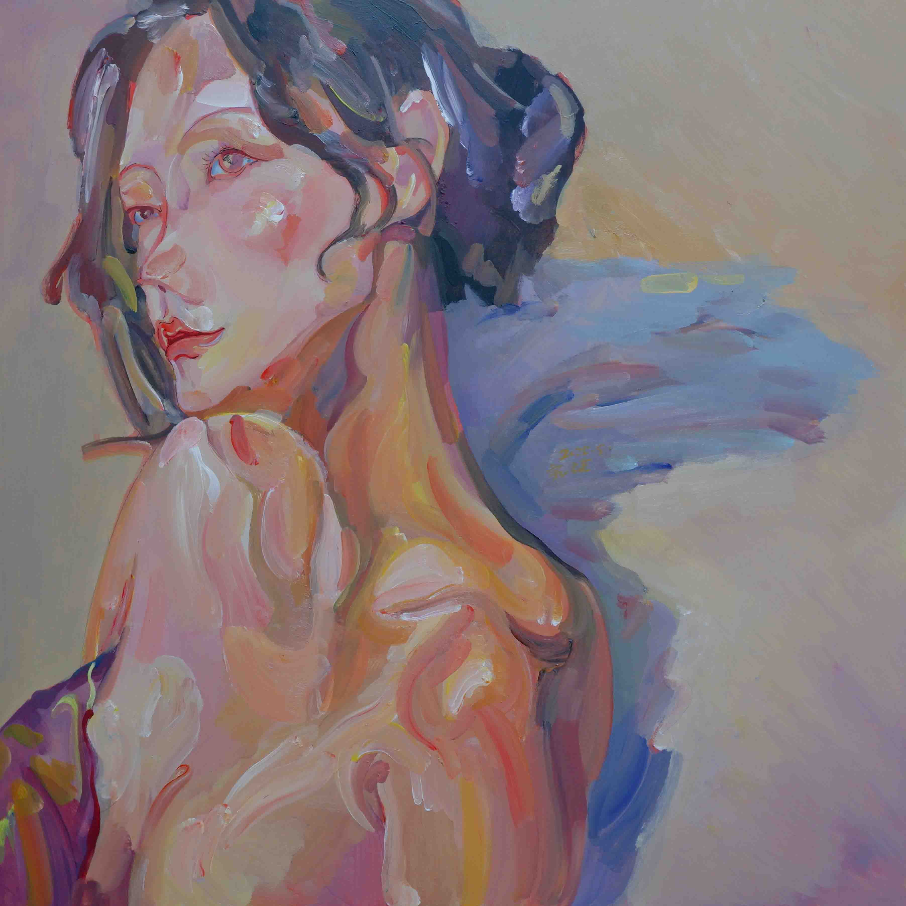 a half-length female figure