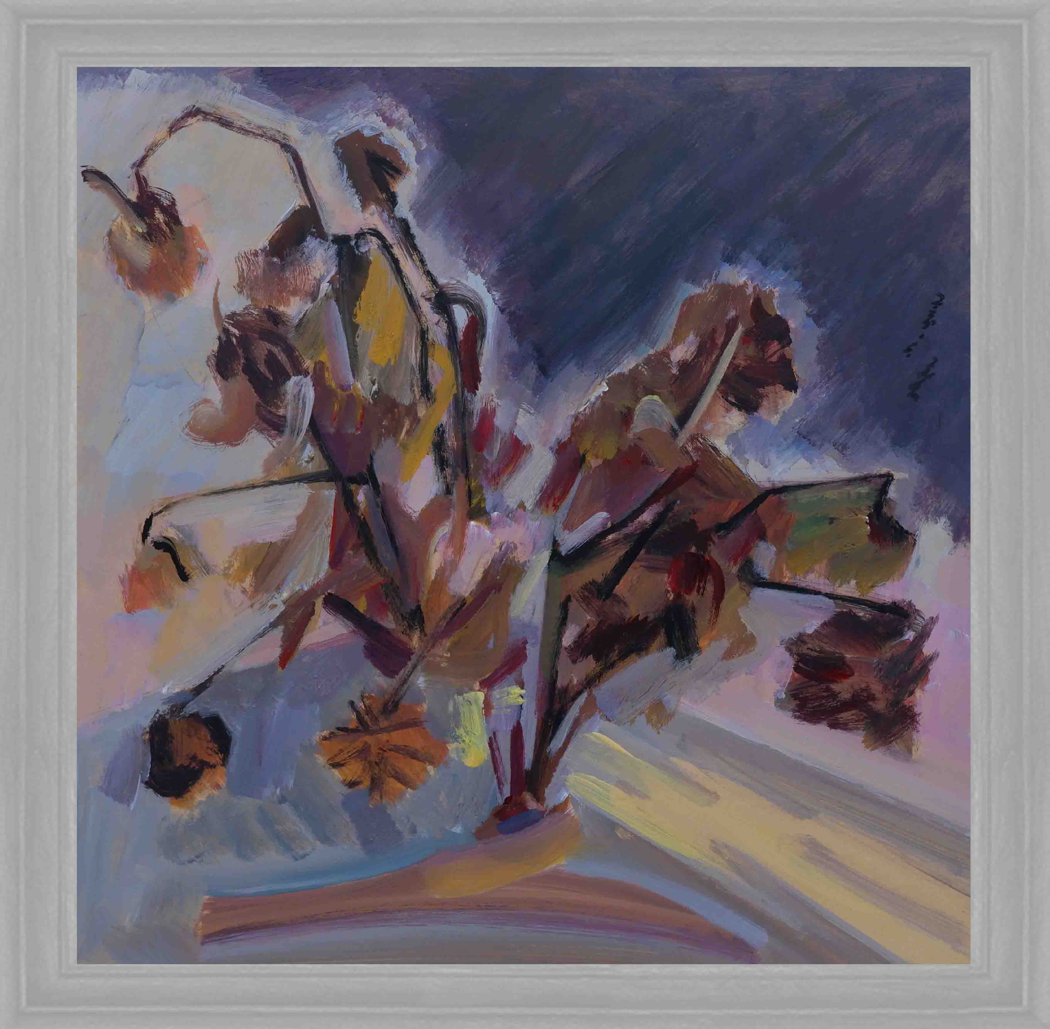 Withered flowers acrylic painting