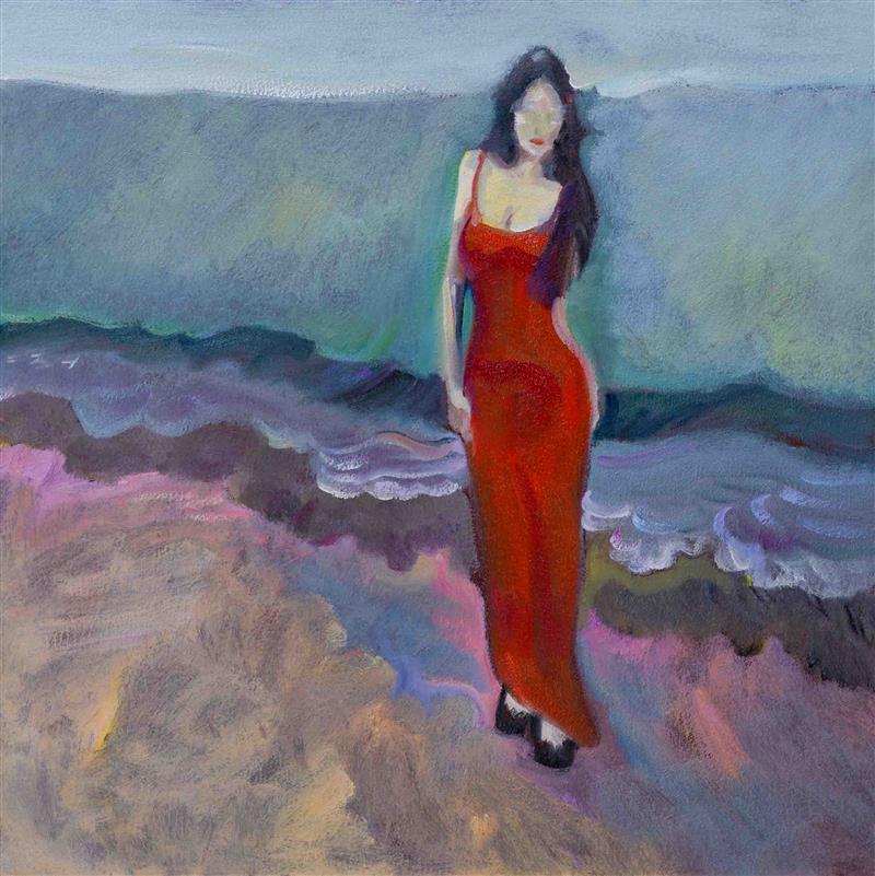 Female figure drawing in red clothes