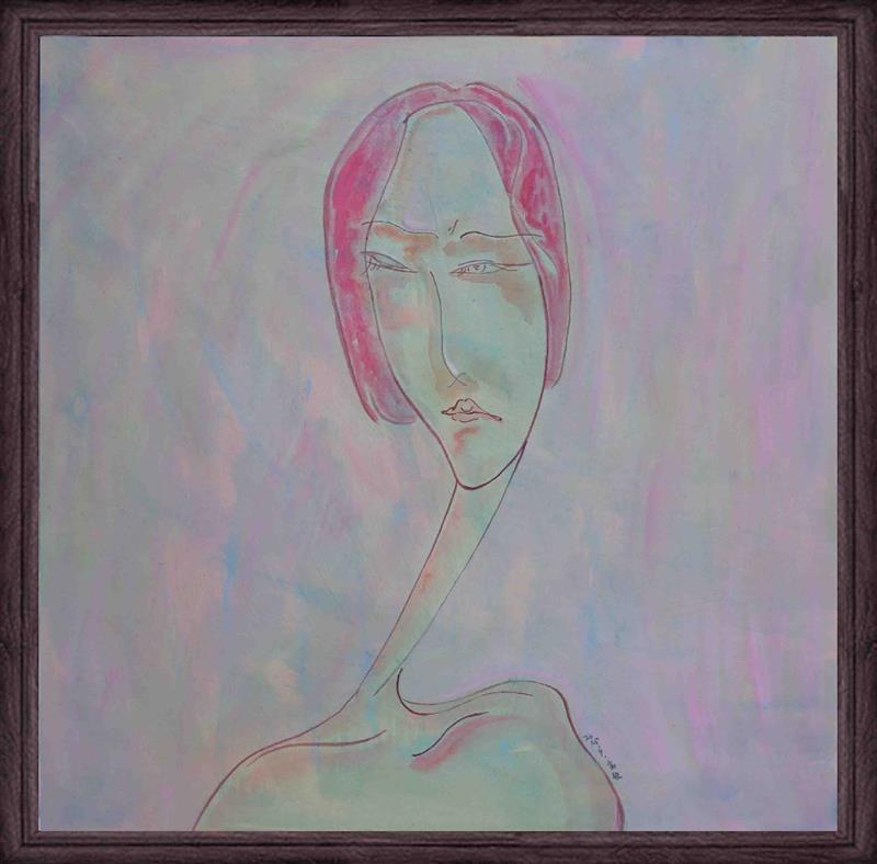 Ethereal Female in Pastel Light Acrylic Painting on Wood Panel