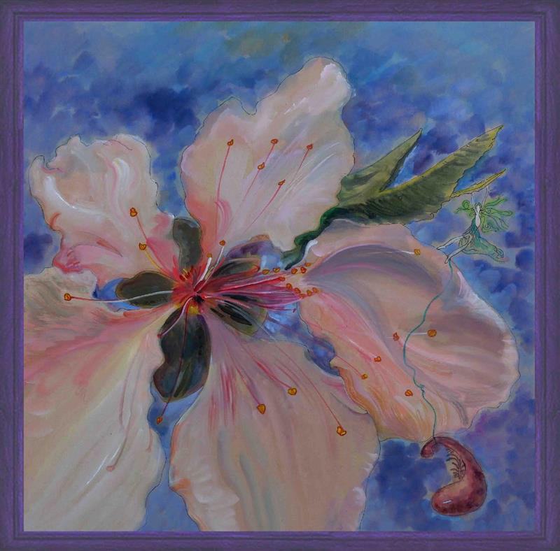 Peach Blossom Painting with Fairies