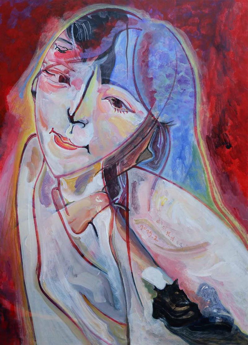 Vivid Cubist Portrait Painting