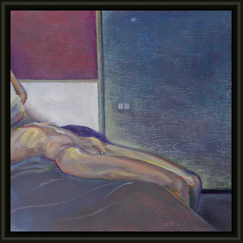 Cool Tones Modern Reclining Woman Body Oil Painting
