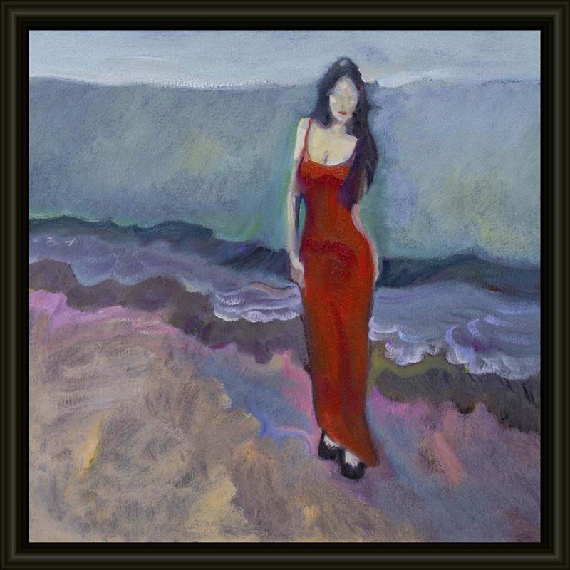 Female figure drawing in red clothes