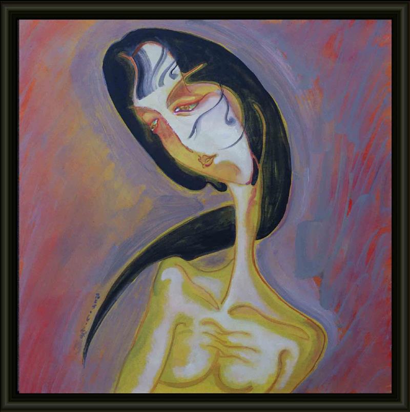 Dramatic female oil painting